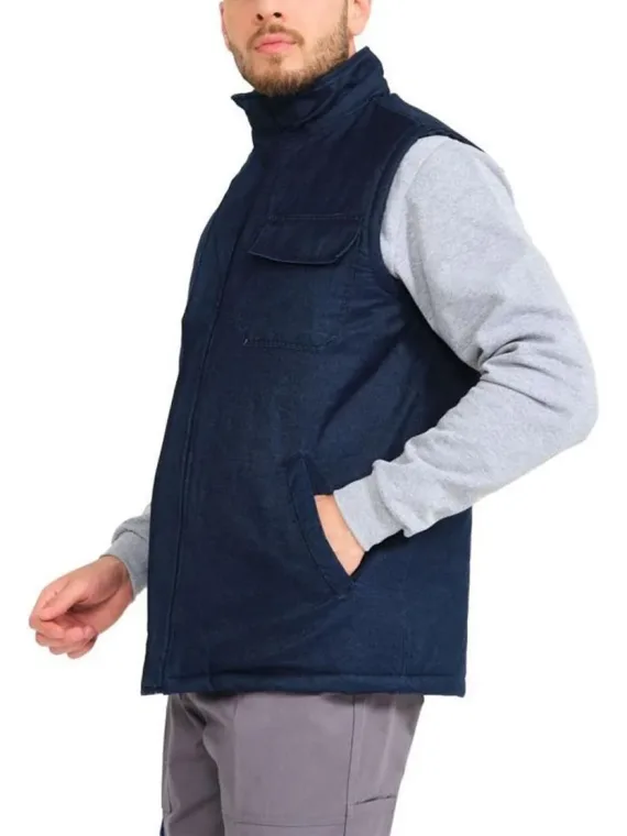 Hultabs | Denim Kot Yelek, İçi Kapitoneli, Lacivert