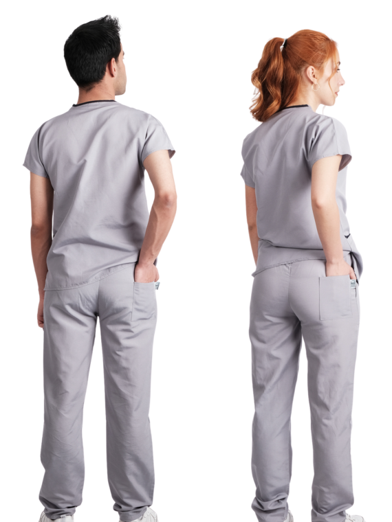 Unisex Medikal Üniforma Doktor, Hemşire Scrubs Pantolon, Gri Üniforma Tek Alt