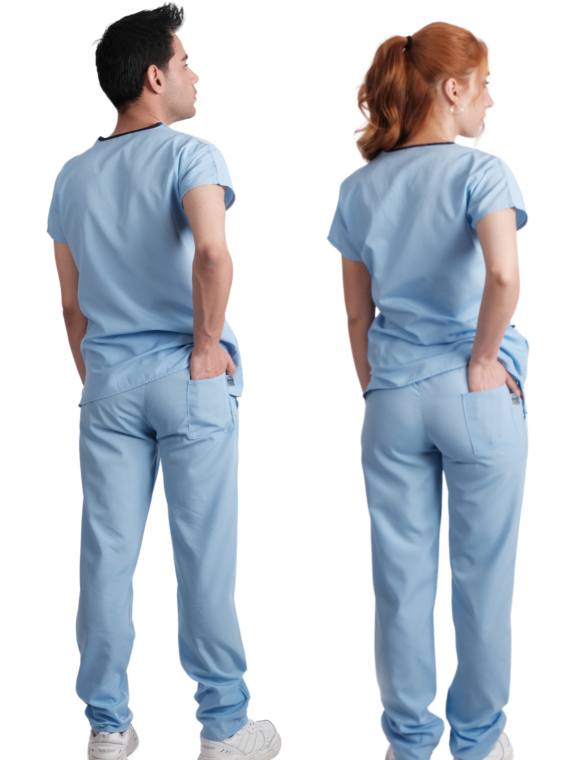 Unisex Medikal Üniforma Doktor, Hemşire Scrubs Pantolon, Mavi Üniforma Tek Alt