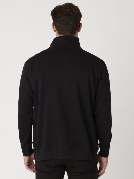 Sweatshirt, %100 Pamuk, İçi Şardonlu, 3 İplik Sweatshirt, Yarım Fermuarlı, Dik Yaka, Siyah