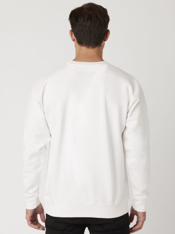 Sweatshirt, %100 Pamuk, İçi Şardonlu, 3 İplik Sweatshirt, 0 Yaka, Beyaz