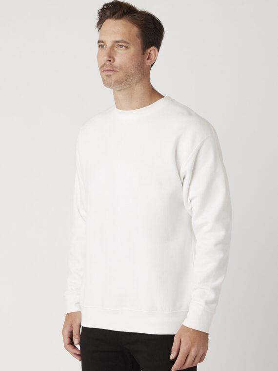 Sweatshirt, %100 Pamuk, İçi Şardonlu, 3 İplik Sweatshirt, 0 Yaka, Beyaz