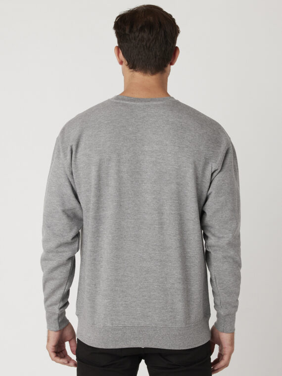 Sweatshirt, %100 Pamuk, İçi Şardonlu, 3 İplik Sweatshirt, 0 Yaka, Gri-Melanj