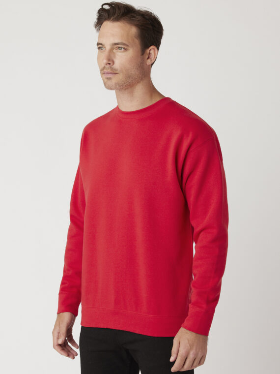 Sweatshirt, %100 Pamuk, İçi Şardonlu, 3 İplik Sweatshirt, 0 Yaka, Kırmızı