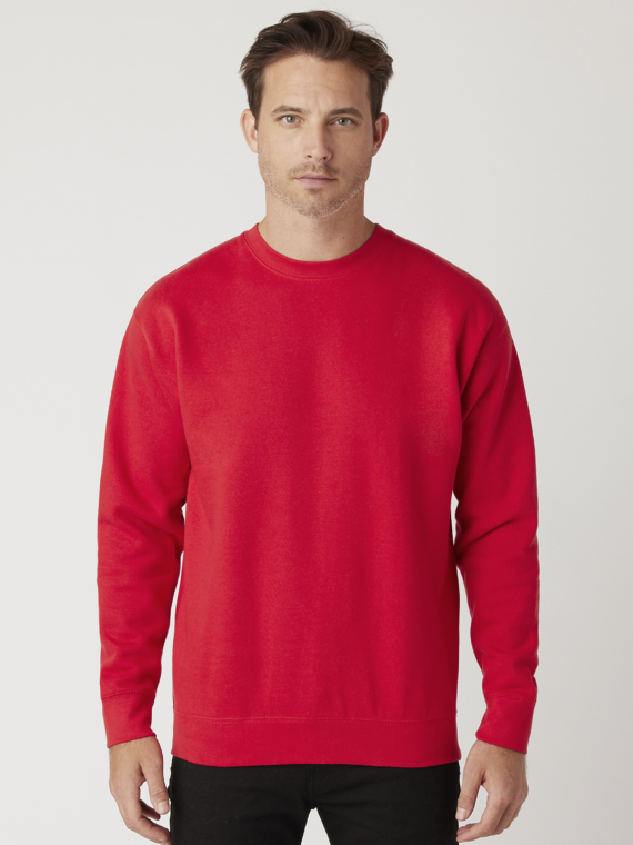 Sweatshirt, %100 Pamuk, İçi Şardonlu, 3 İplik Sweatshirt, 0 Yaka, Kırmızı