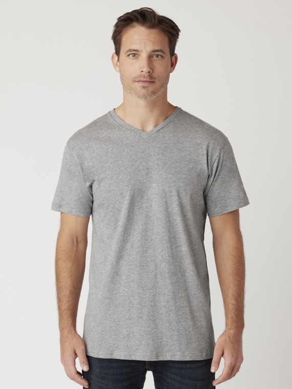 Tshirt, %100 Pamuk, Süprem, Penye Kalite , V Yaka, Gri-Melanj