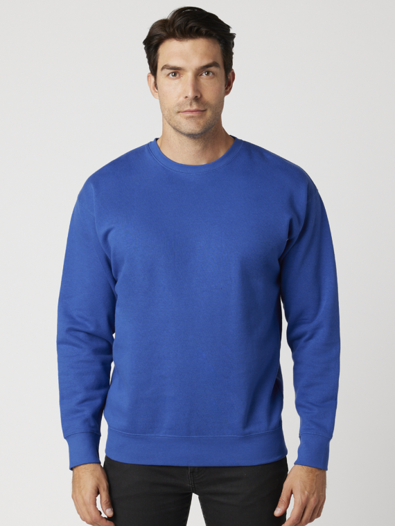 Sweatshirt, %100 Pamuk, İçi Şardonlu, 3 İplik Sweatshirt, 0 Yaka, Sax-Mavi