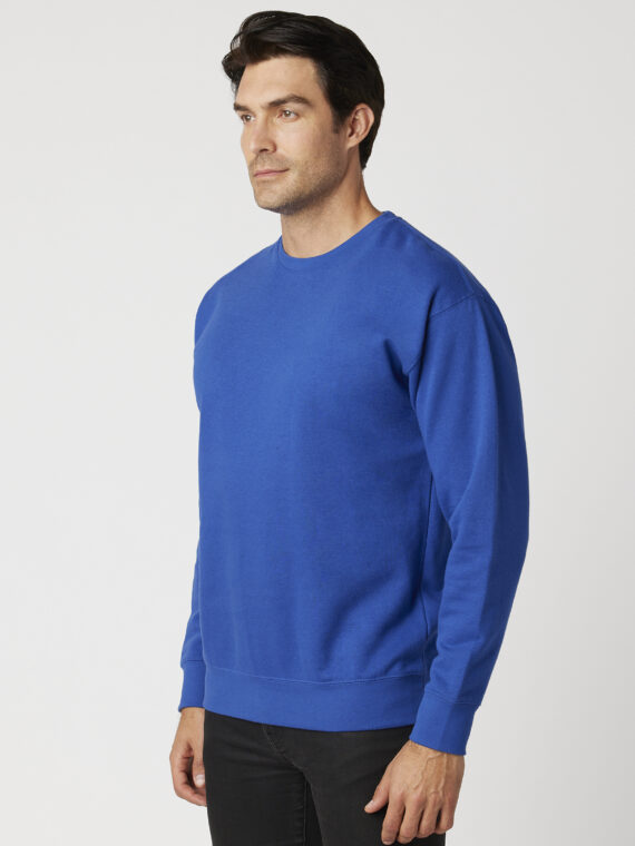 Sweatshirt, %100 Pamuk, İçi Şardonlu, 3 İplik Sweatshirt, 0 Yaka, Sax-Mavi