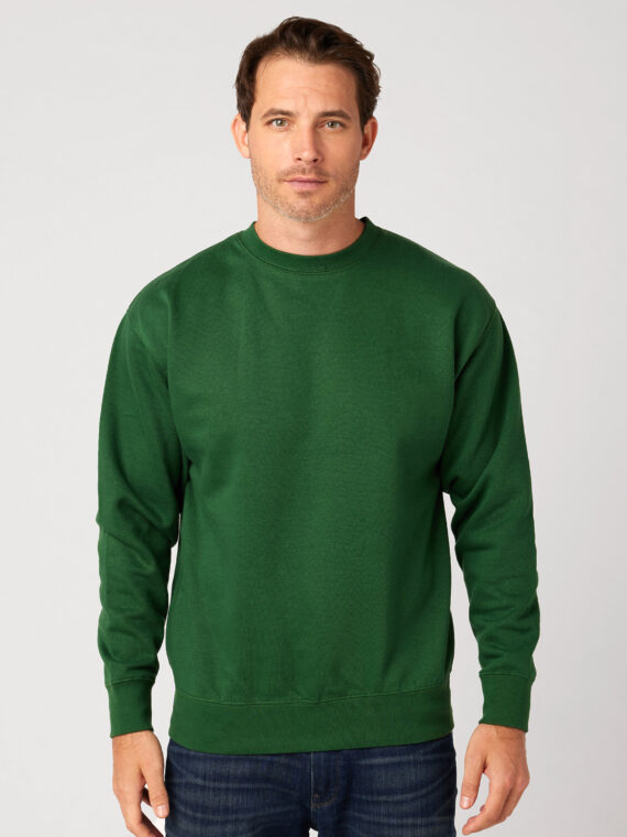 Sweatshirt, %100 Pamuk, İçi Şardonlu, 3 İplik Sweatshirt, 0 Yaka, Yeşil